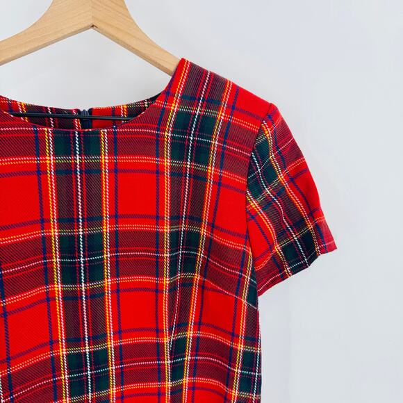 Vintage Positive Attitude Red Tartan Plaid Dress Size 12 USA 80s Holiday Classic - Picture 7 of 8